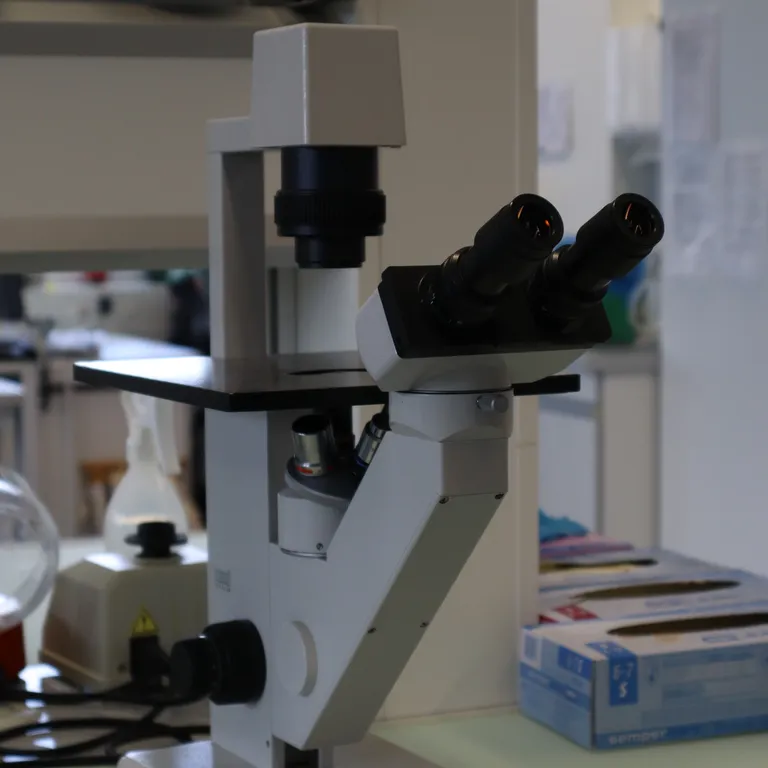 close up of a microscope in a laboratory
